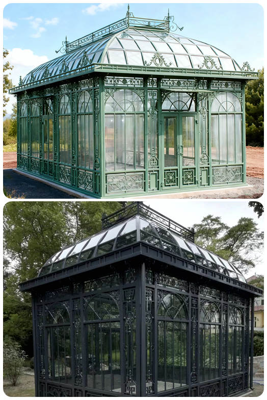 Viktorianisches Gewächshaus aus Glas mit Metallrahmen & Verglasung